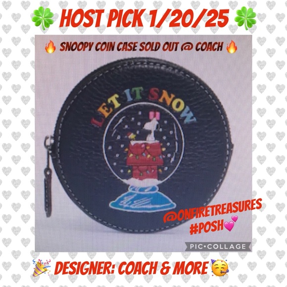 Coach X peanuts Round coin case with Snoopy Let it Snow motif New 🔥 - Picture 1 of 7